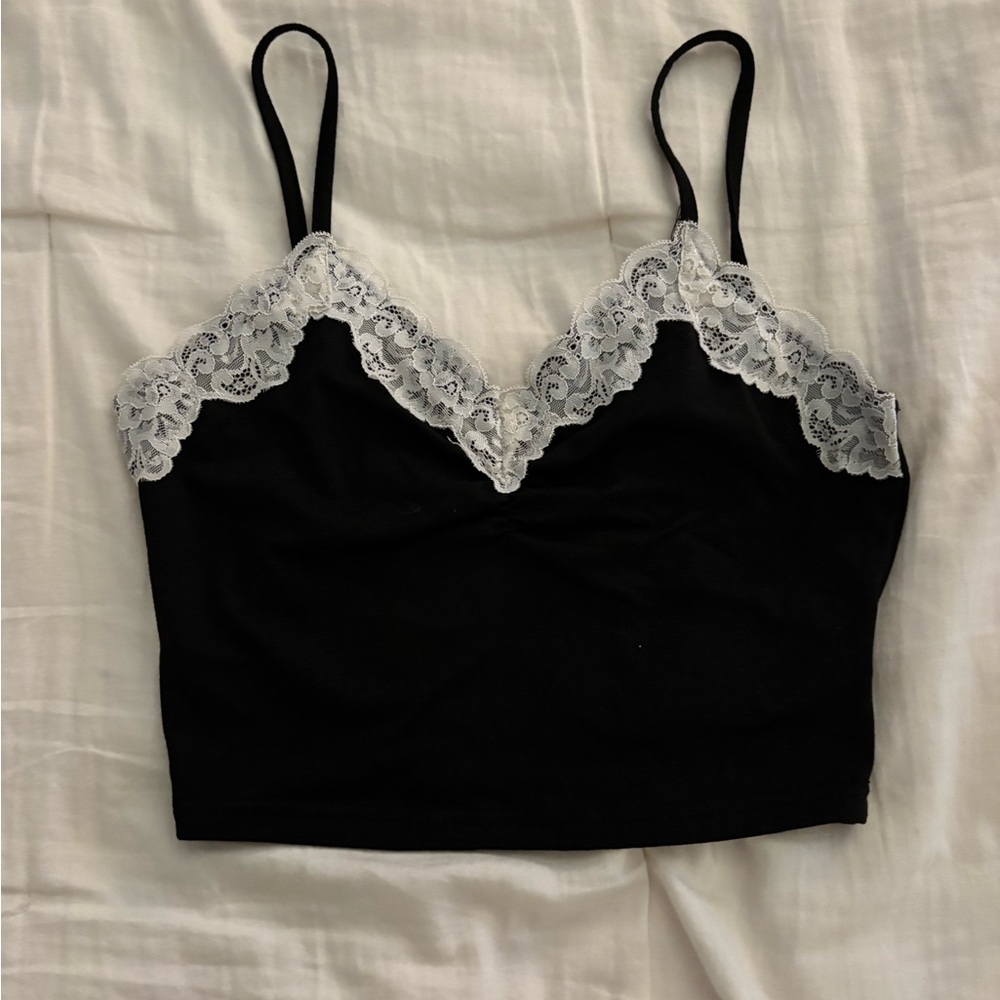 SHEIN Black Cami Top with Lace Detail